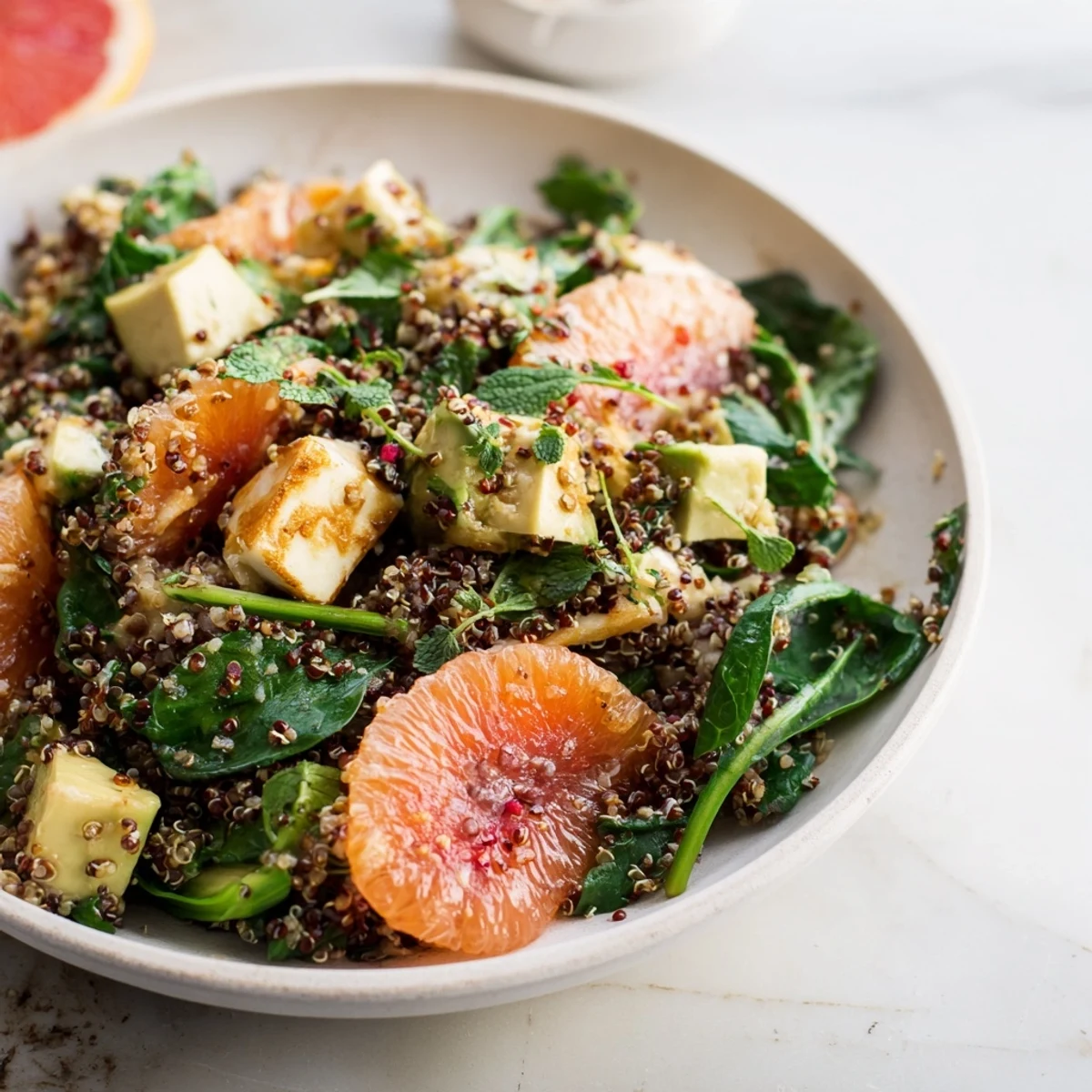 This beautiful Fresh Citrus & Avocado Quinoa Bowl features colorful citrus and vibrant greens.