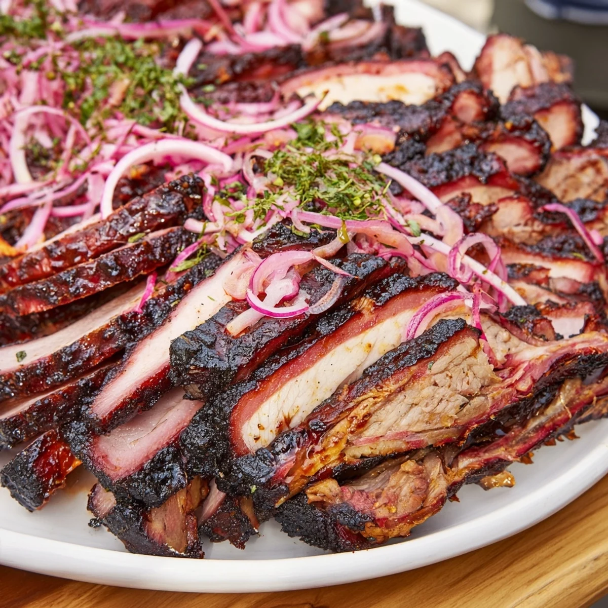 Close-up of juicy Fire-Kissed BBQ Pulled Pork Sandwiches on rustic buns, showcasing the savory BBQ sauce and shredded meat.