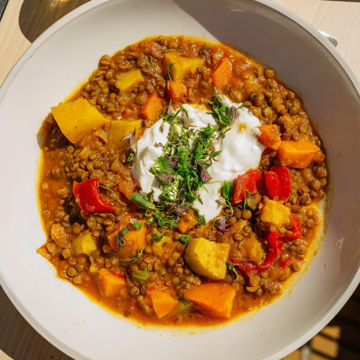 Fragrant and vibrant, this Wheat-Warm Hearty Lentil Curry features tender lentils and vegetables in a rich tomato sauce.
