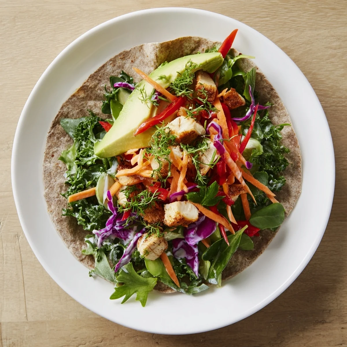 Close-up of fresh, vibrant Poppy-Inspired Chicken Salad Wraps, showing the tender chicken and poppy seeds.