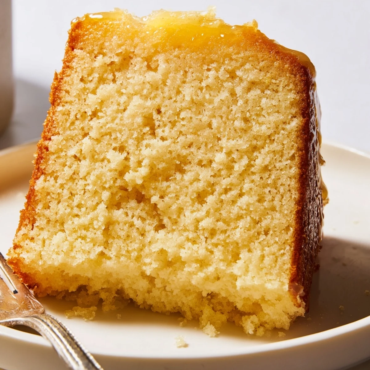 Fluffy and moist golden honey pound cake, perfect for a special treat with afternoon tea.