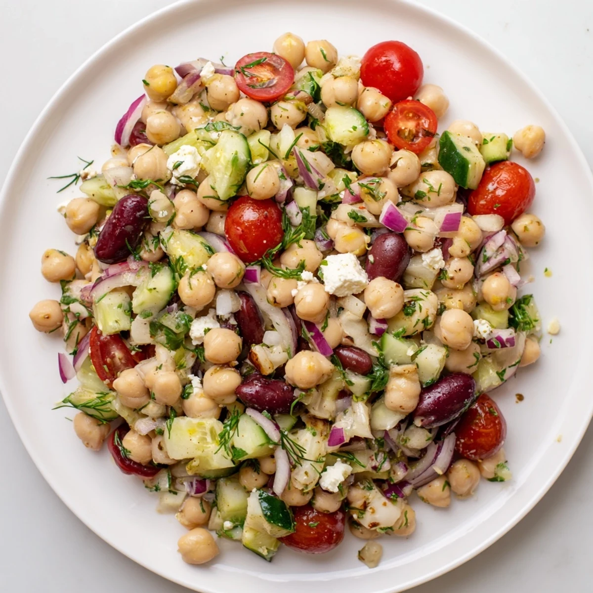 Vibrant Dense Bean Salad, tossed in tart cherry vinaigrette, ready to promote restful sleep.