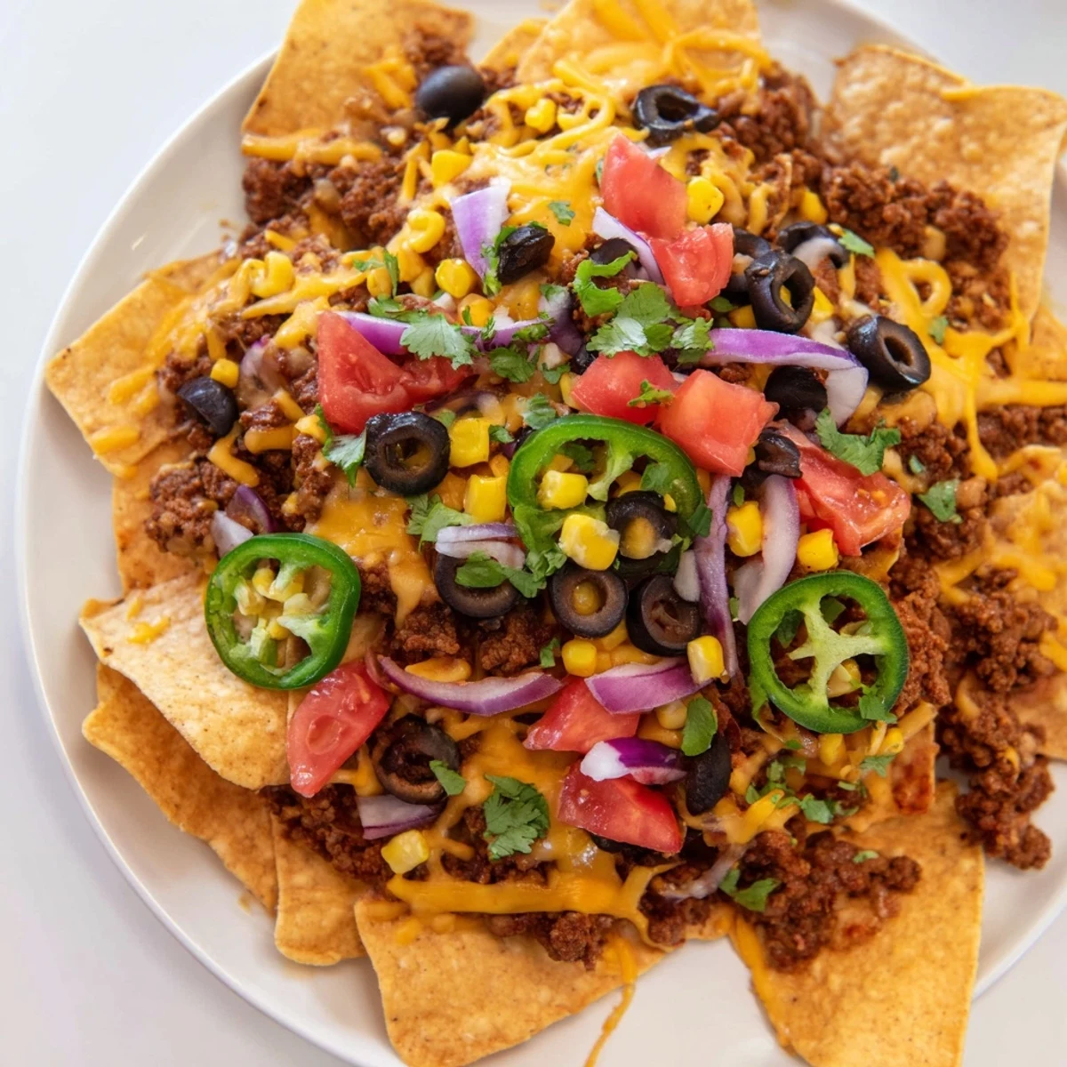 Golden, bubbly easy sheet-pan nachos with a flavorful beef topping and melted cheese ready to enjoy.