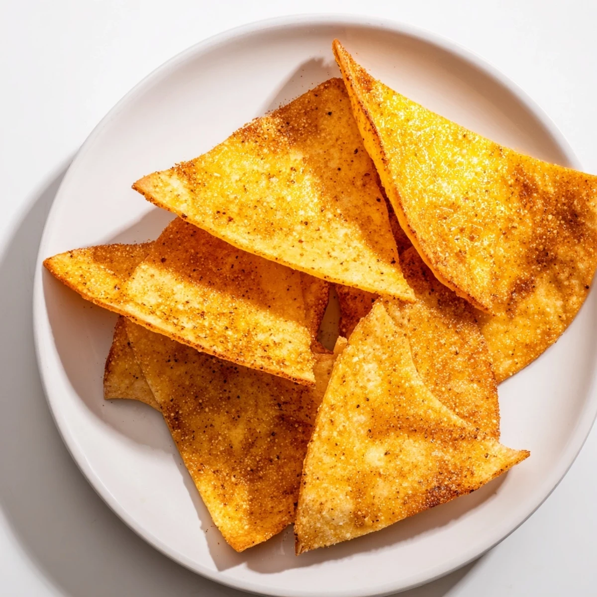 Golden, crispy Homemade Air-Fryer Tortilla Chips, perfect for a satisfying, salty snack with your favorite dip.