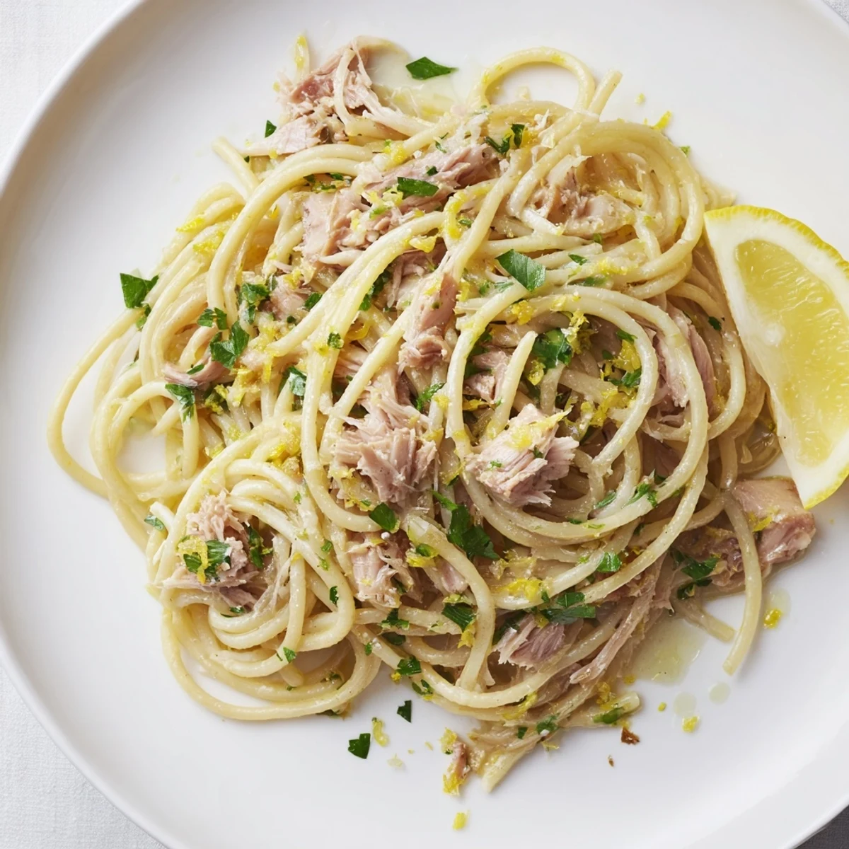 Lemon Garlic Tuna Spaghetti