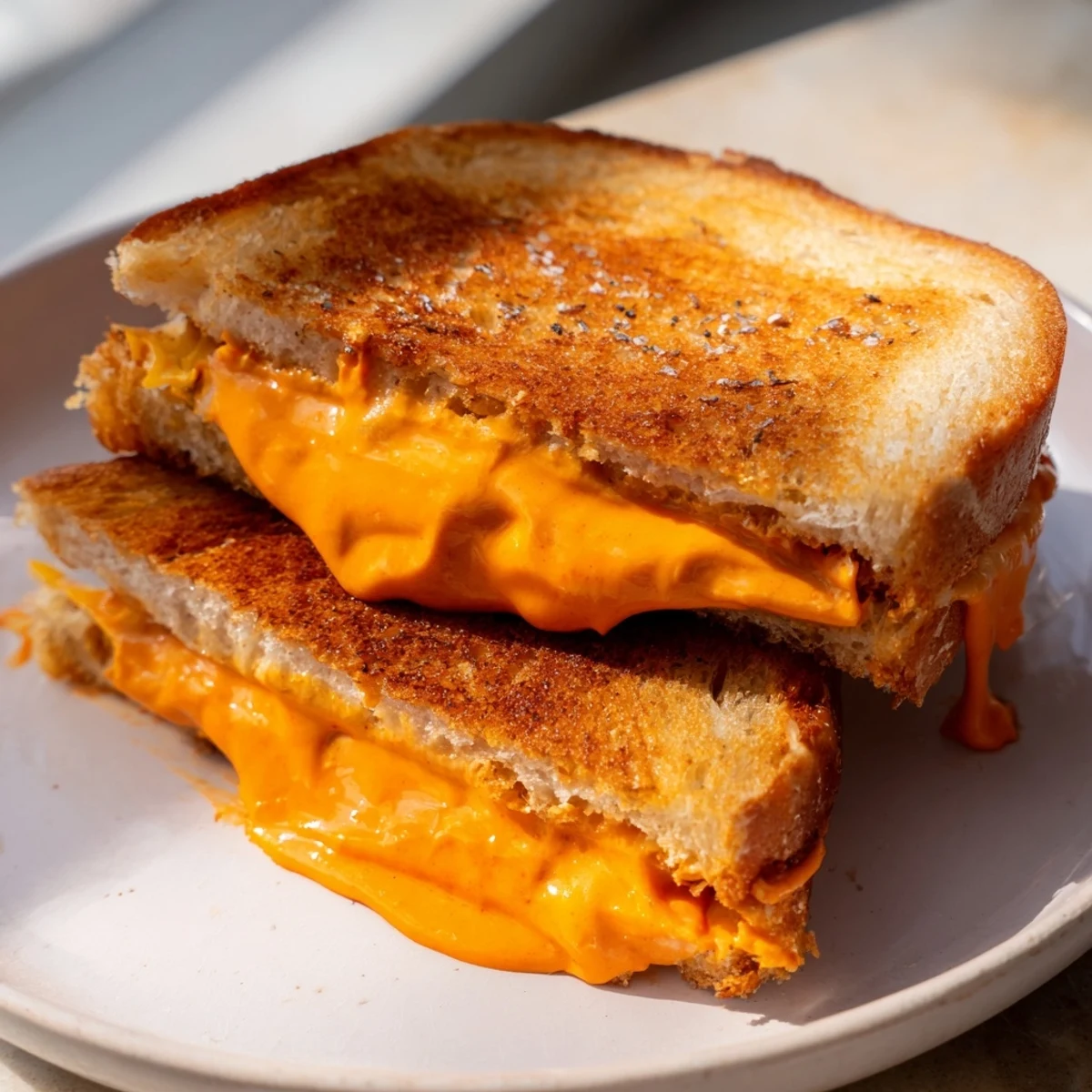 Savory Spiked Grilled Cheese: Imagine a melty, cheesy sandwich oozing with spicy sriracha mayo.