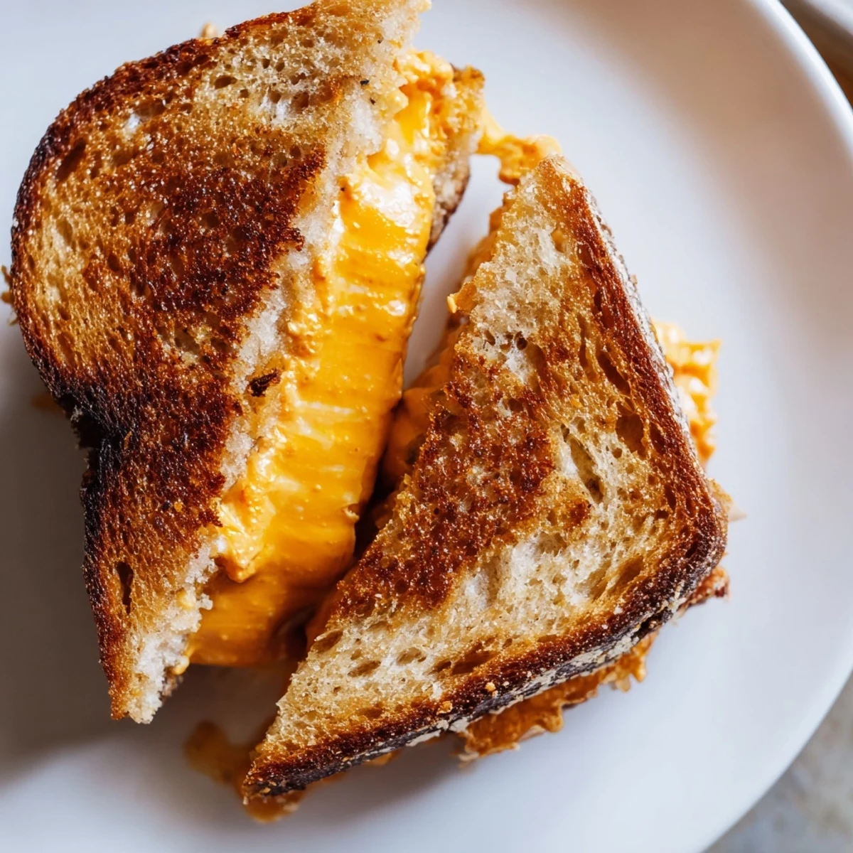 Crispy sourdough Spiked Grilled Cheese pairs beautifully with the tangy heat from the sriracha mayo.