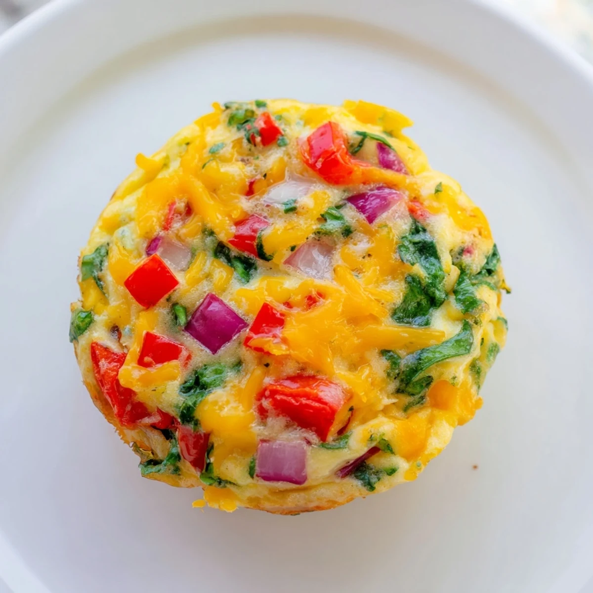 Golden, fluffy Customizable Egg Muffins, speckled with vegetables and melted cheese, ready to enjoy at any meal.