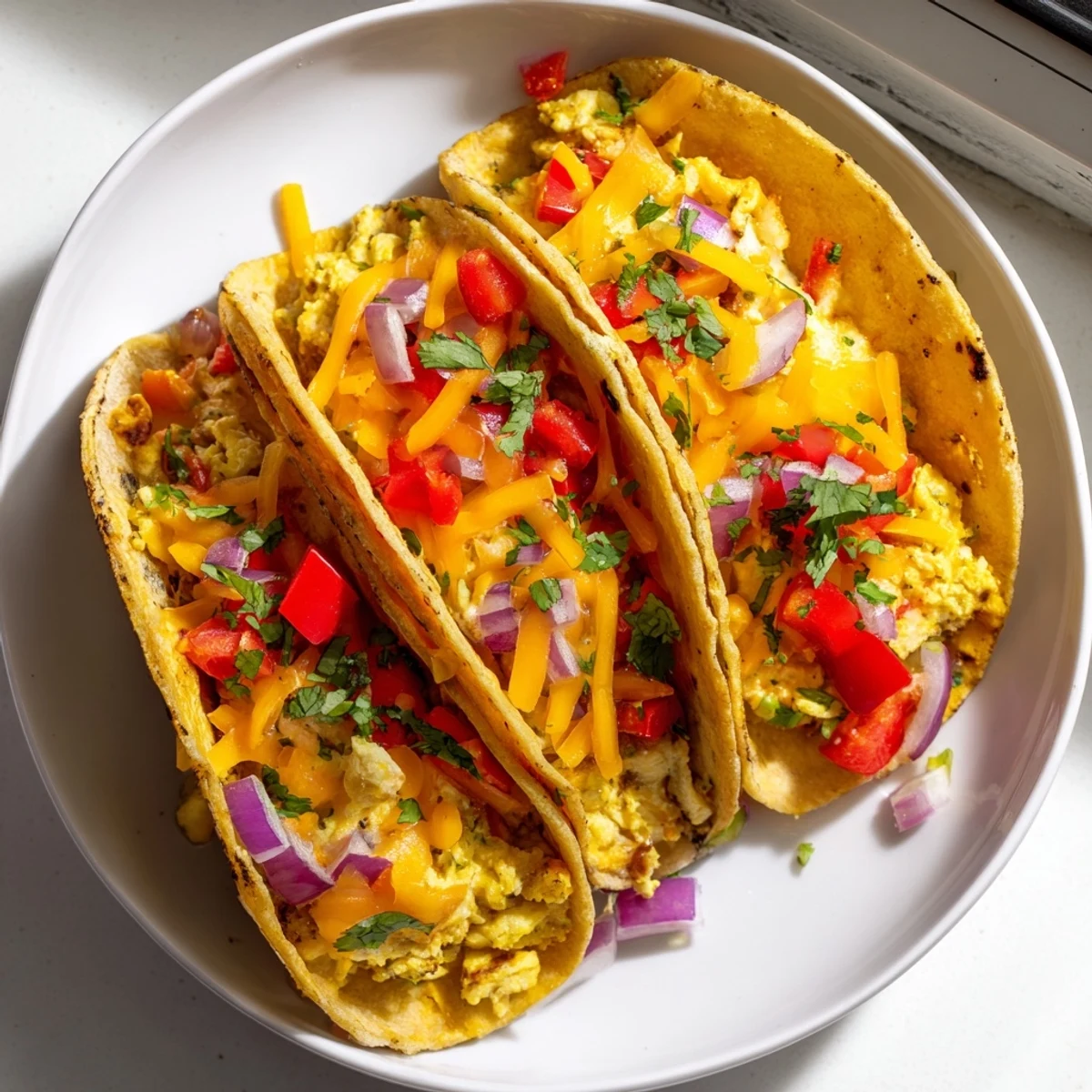 Golden-brown Sheet Pan Breakfast Tacos, brimming with melted cheese and ready to serve with salsa.