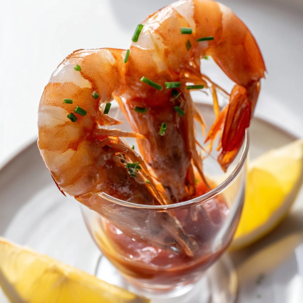 Zesty Retro Prawn Cocktail Shooters served in shot glasses, a visual feast of cold prawns and flavorful sauce.