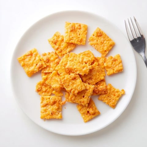 Golden-brown homemade Crispy Cheeto Cheese Crackers arranged on a cooling rack, ready for snacking.  