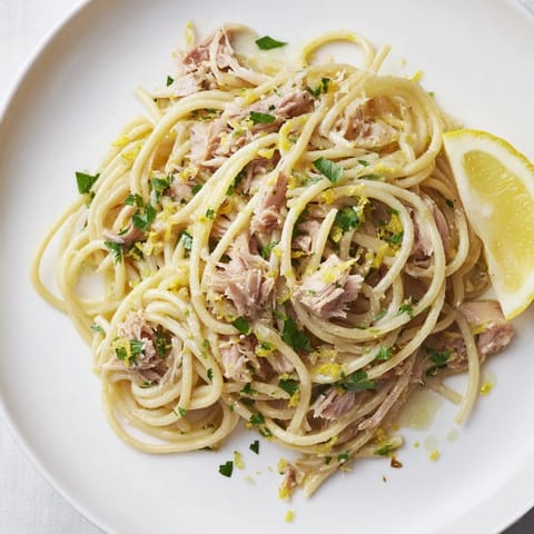 Lemon Garlic Tuna Spaghetti