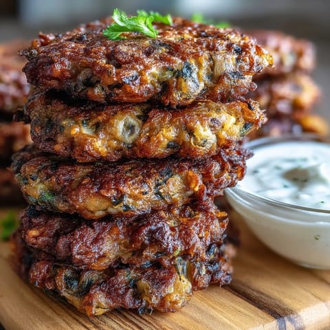 Freshly fried Black-Eyed Pea Fritters stacked high, showcasing a crunchy exterior and tender interior.