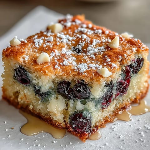 Chewy white chocolate lemon blueberry blondies with fresh berries and zesty lemon, perfect for spring dessert gatherings.