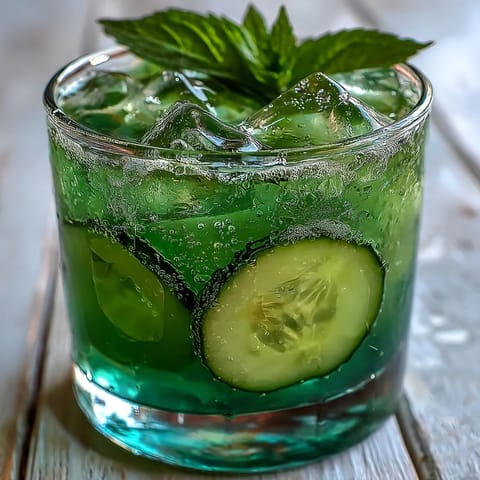 Green Detox Cucumber Mint Agua Fresca in a tall glass with fresh mint and cucumber slices, refreshing and hydrating for a healthy detox.