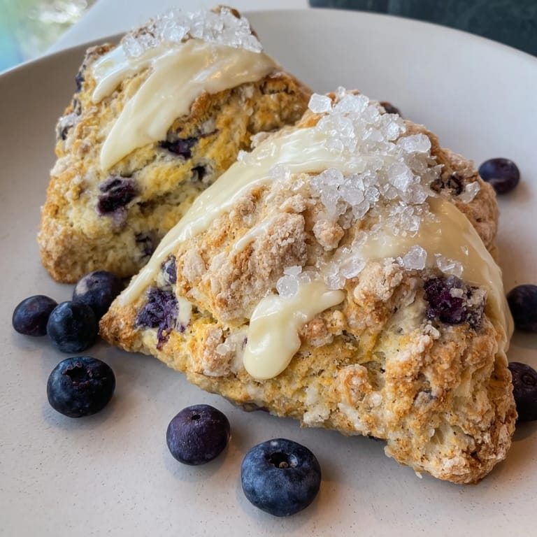 Freshly baked Rustic Birch-Warm Blueberry Scones, showing golden edges and sprinkled sugar, ready to serve with tea.