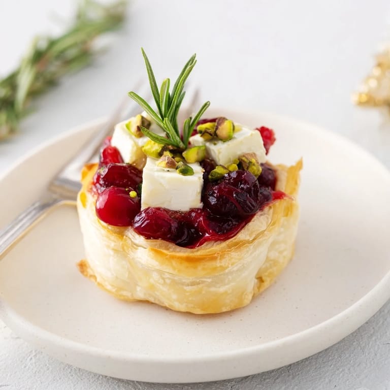 Festive Cranberry Brie Bites Wreath, adorned with rosemary, displaying a creamy brie filling and sweet cranberry topping.