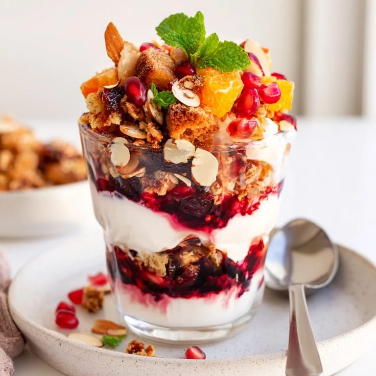 Festive Christmas Pudding Yogurt Parfait Bar brimming with holiday flavors, perfect for brunch celebrations.