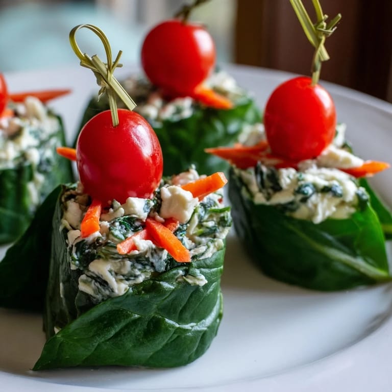 Freshly made Holly Leaf Spinach Wraps featuring red cherry tomatoes, ready for a healthy snack break.