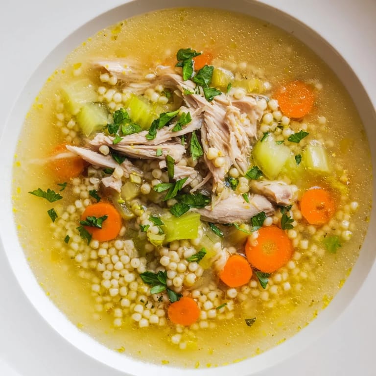 Enjoy a spoonful of Chicken and Ditalini Flu Fighter Soup, a comforting and flavorful homemade meal.