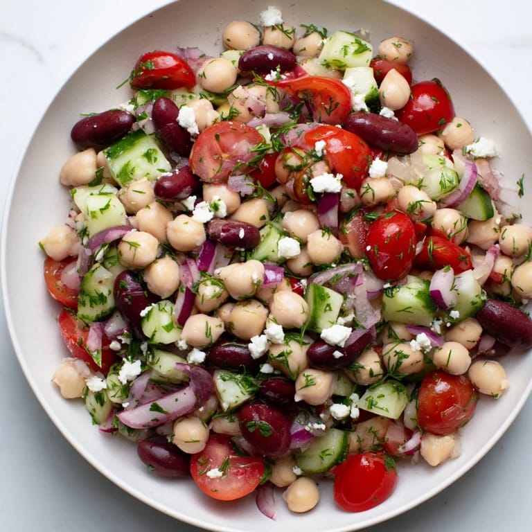 Hearty Dense Bean Salad with Sleepy Girl mocktail flavors: a healthy, delicious, and relaxing side dish.