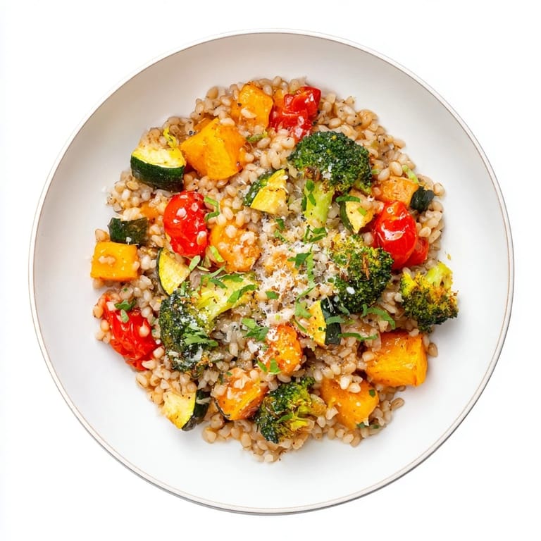 Golden-brown air-fried vegetables nestled amongst perfectly cooked ditalini pasta, ready to enjoy.