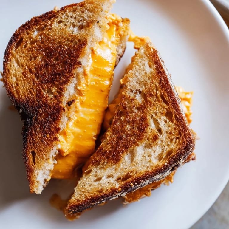 Crispy sourdough Spiked Grilled Cheese pairs beautifully with the tangy heat from the sriracha mayo.