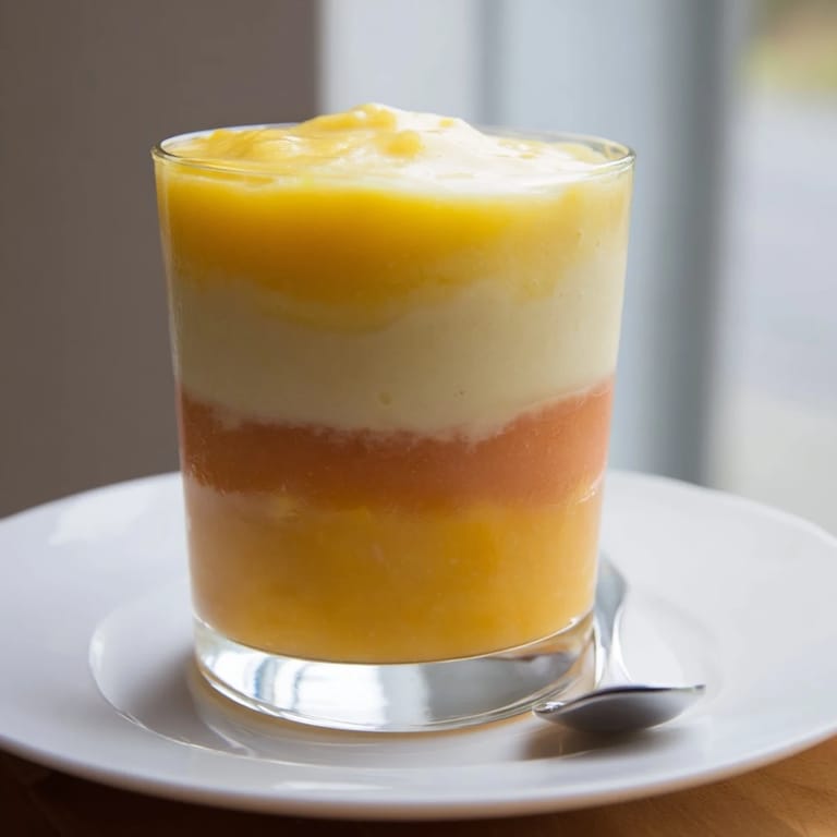 The beautiful ombré effect of this Tropical Sunset Smoothie features refreshing layers of blended fruit.