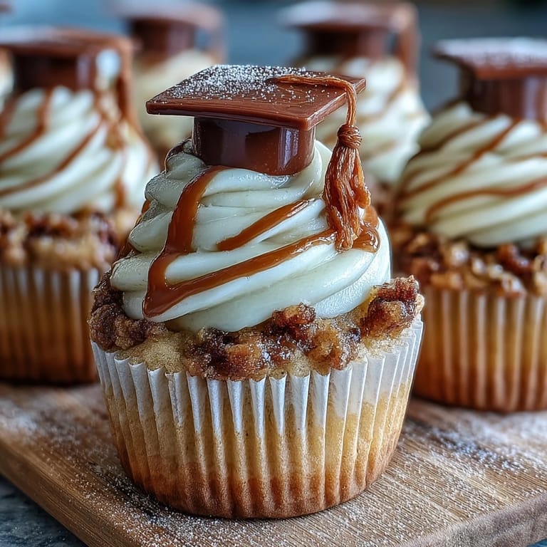 Festive graduation cupcakes with chocolate cap toppers and candy tassels, ideal for honoring graduates at any celebration.