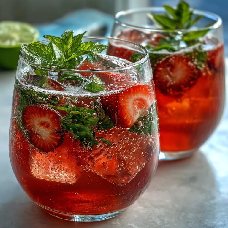 Chilled watermelon mint vodka spritz mocktail in clear glasses, showcasing juicy watermelon cubes and bright green mint leaves.