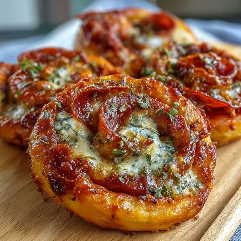 Crispy, baked Pizza Pinwheels stuffed with marinara, mozzarella, and pepperoni—perfect handheld appetizer or snack for any occasion.