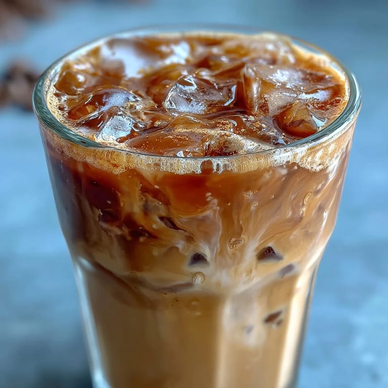 Creamy iced espresso drink with brown sugar syrup, oat milk, and a hint of cinnamon, served over ice.