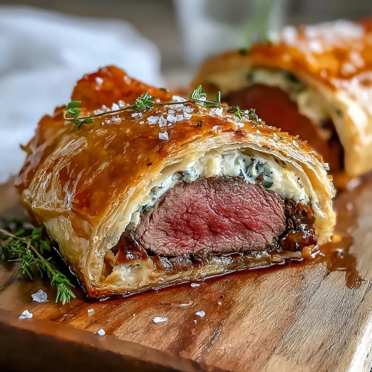 Elegant mini Beef Wellington appetizers featuring tender beef medallions wrapped in flaky pastry with savory mushroom and prosciutto.