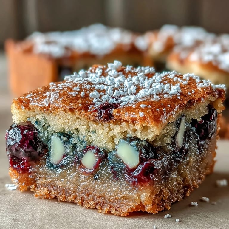 Soft and buttery lemon blueberry blondies loaded with white chocolate chips, ideal for summer picnics or parties.