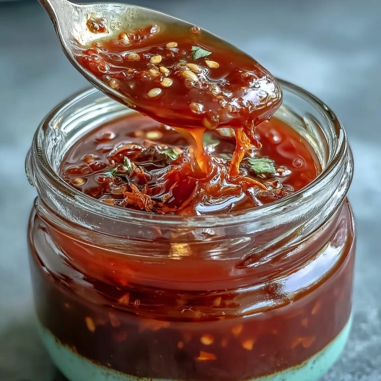 A jar of vibrant homemade fermented hot sauce surrounded by fresh chili peppers and garlic cloves.