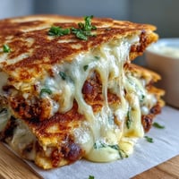 Golden-brown Black-Eyed Pea Quesadilla wedges on a plate, oozing melted cheese and savory pea filling.