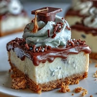 Bite-sized creamy cheesecake treats with a buttery graham cracker crust, topped with whipped cream and festive sprinkles for a graduation celebration.